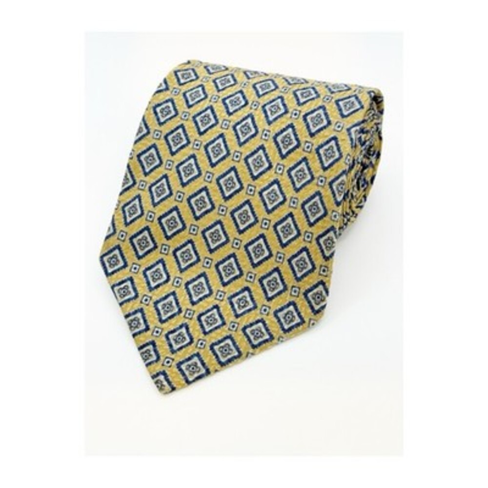 Amherst and Brock Men’s Tie Geometric Navy,gold,red 100% Silk Made In Italy
